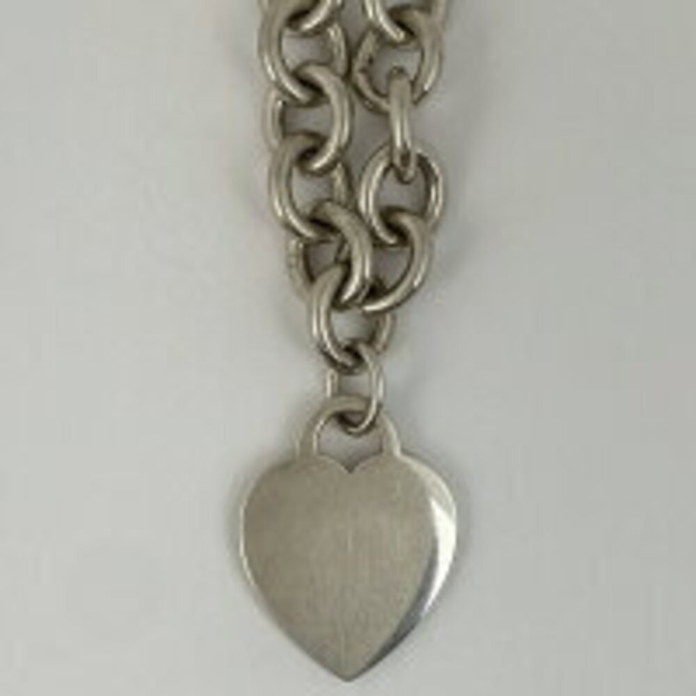 Tiffany Co Heart Motif Chain Necklace Choker Sterling Silver